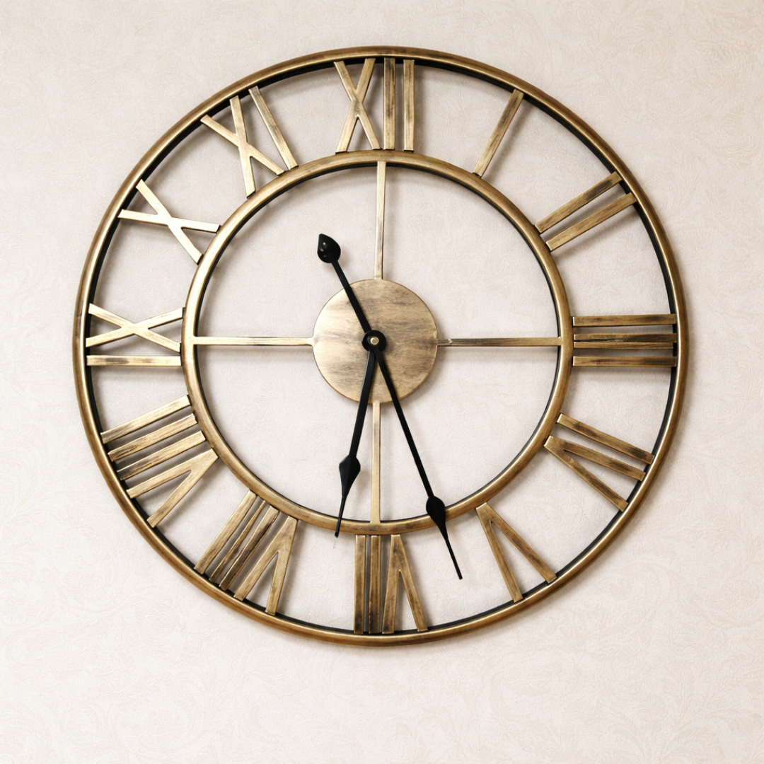 Grande Horloge murale design romaine EPURE 40 cm en métal