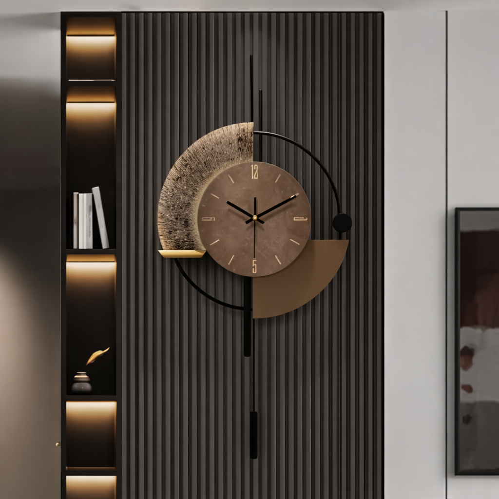 Grande Horloge murale design ECLIPSE 42x80 cm à commande lumineuse