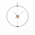 Grande Horloge murale design minimaliste MINIMA 60 cm bois de noyer et acier au carbone