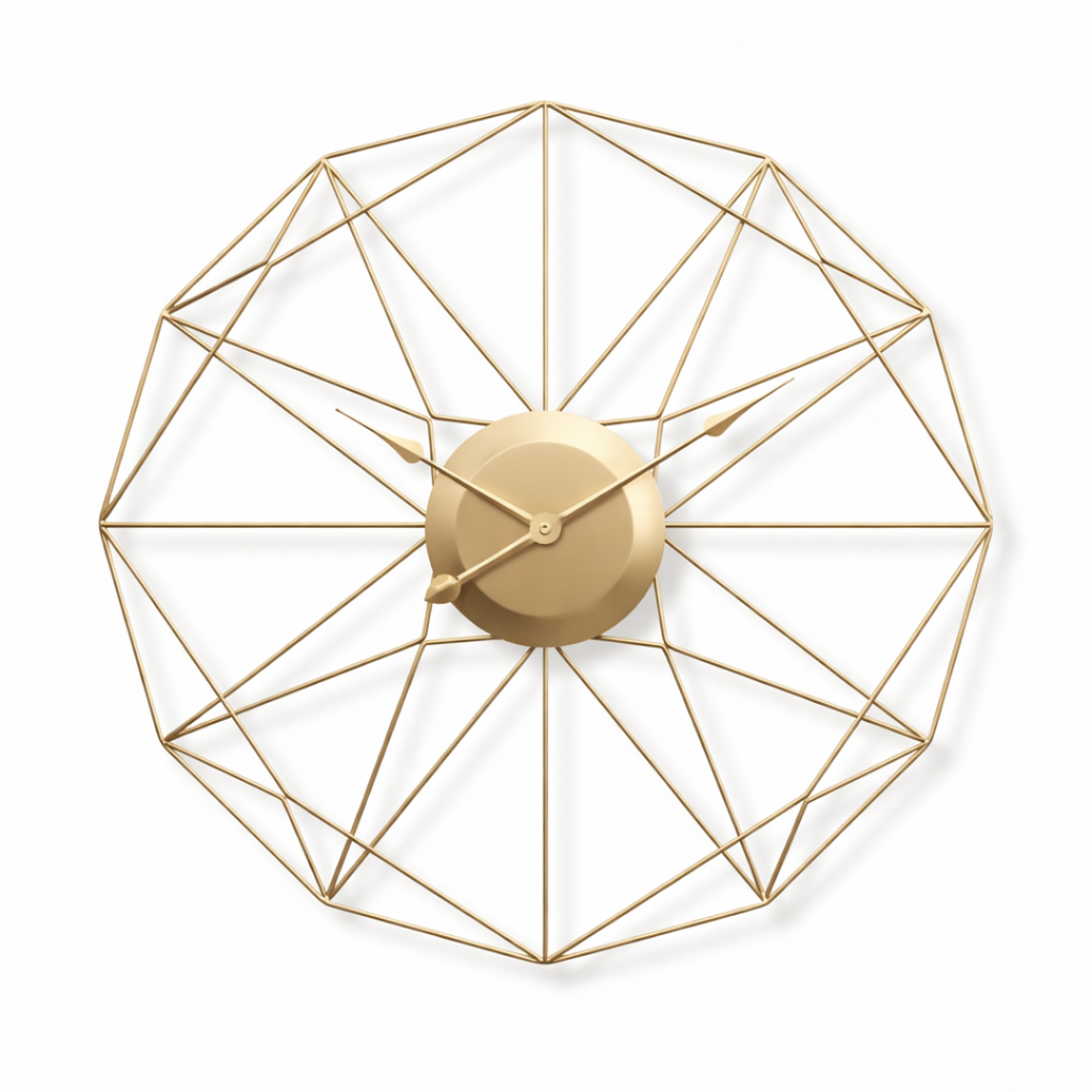 Grande Horloge murale design SOLSTRÅLE 50cm en métal Or et Noir