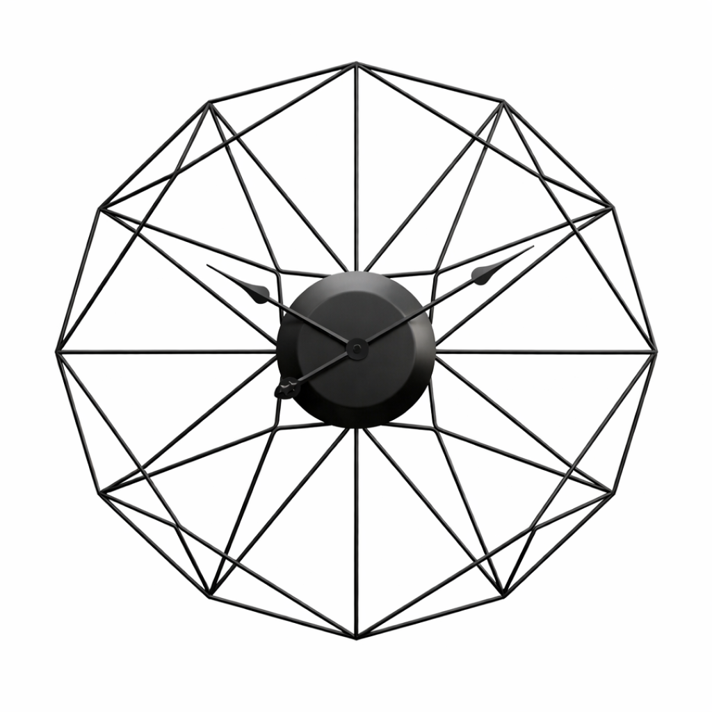 Grande Horloge murale design SOLSTRÅLE 50cm en métal Or et Noir