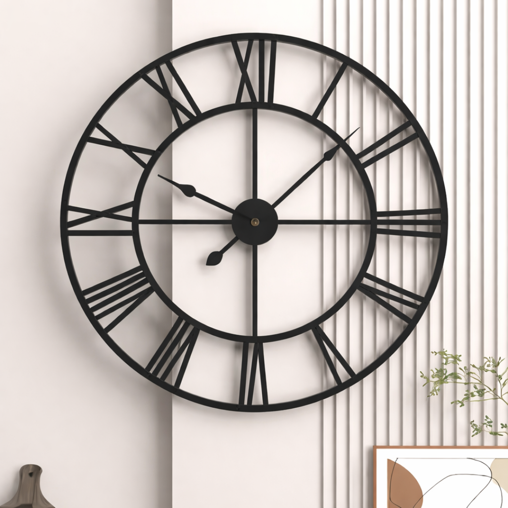 Grande Horloge murale design romaine EPURE 40 cm en métal