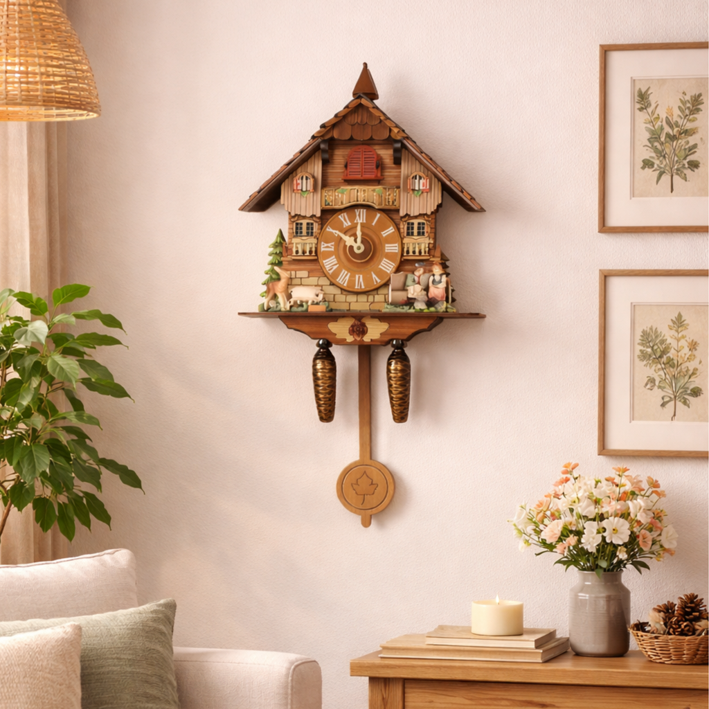 Grande Horloge murale coucou ALPAS 50 cm en bois