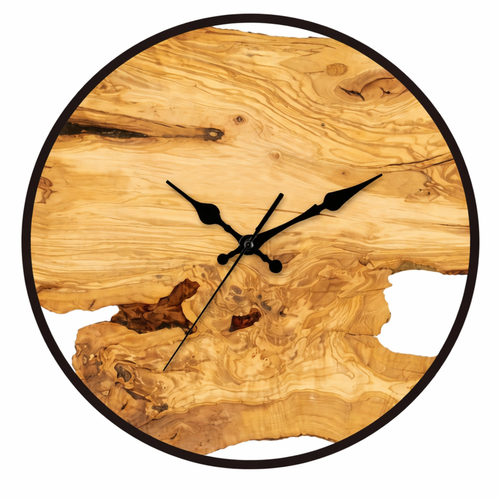 Grande Horloge murale design COUPE acrylique effet bois 30 cm
