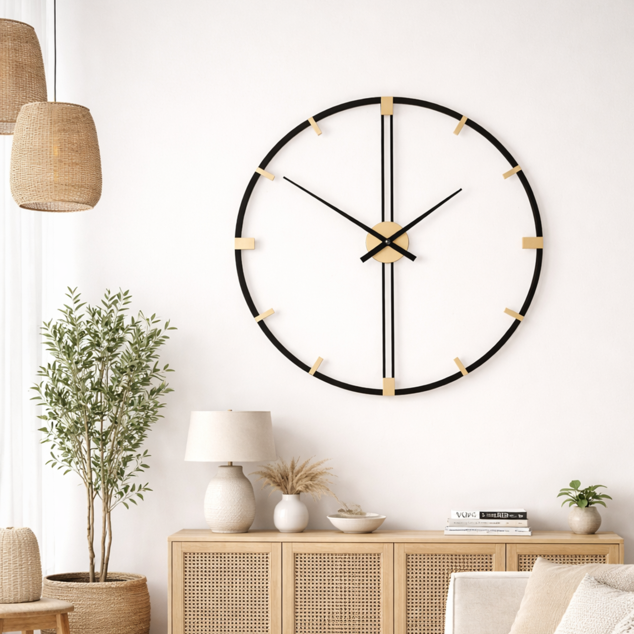 Grande Horloge murale design minimaliste SKADIA 60 cm