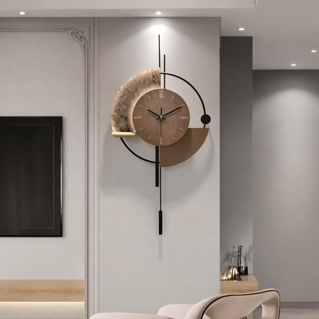 Grande Horloge murale design ECLIPSE 42x80 cm à commande lumineuse