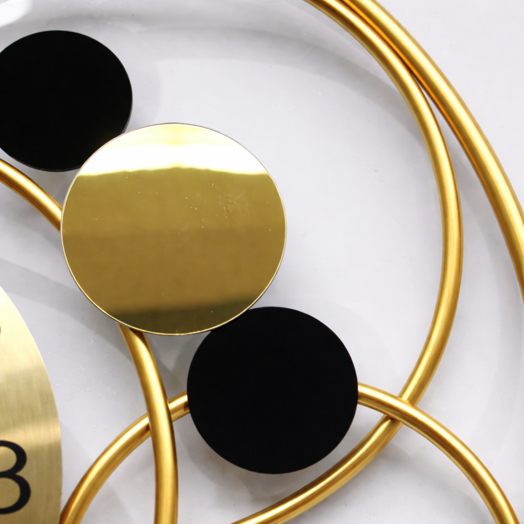 Grande Horloge murale design SIRKLE 60 cm métal or et noir