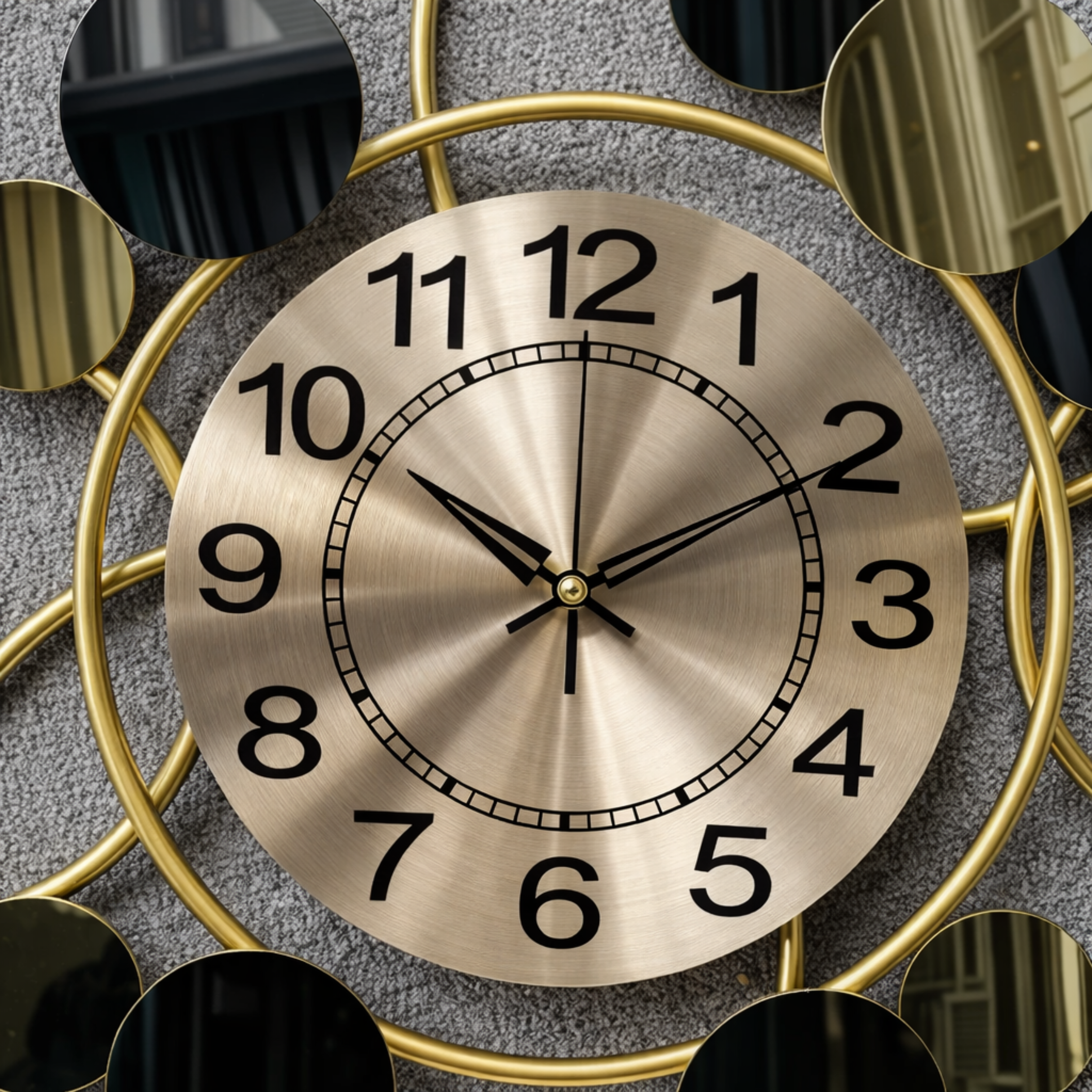 Grande Horloge murale design SIRKLE 60 cm métal or et noir