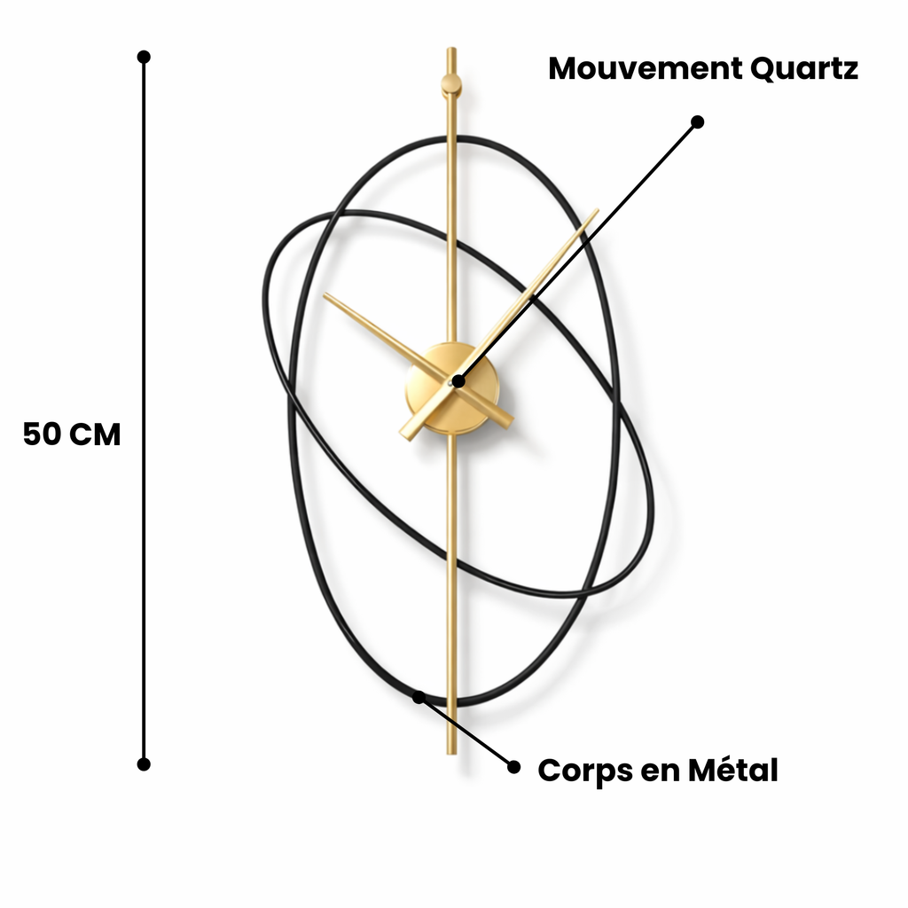 Grande Horloge murale design ORBITA 50cm en métal