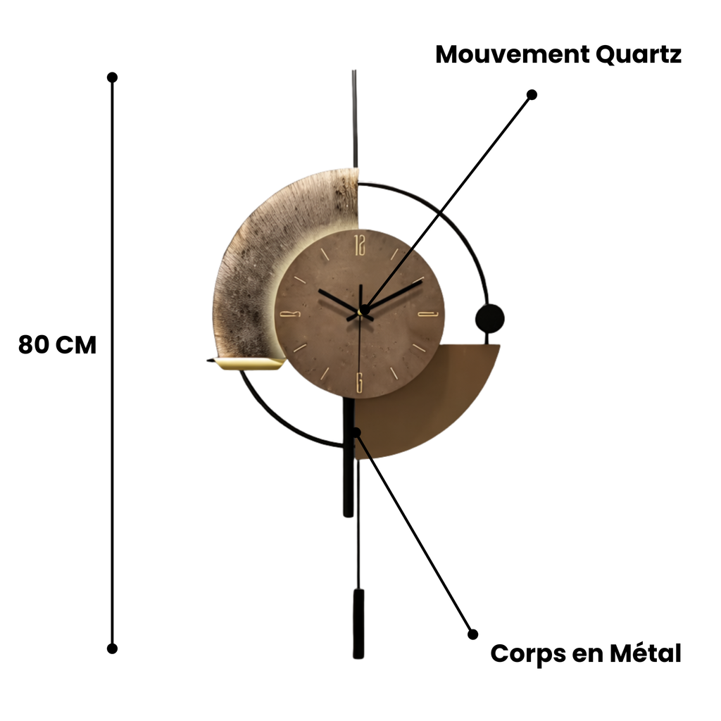 Grande Horloge murale design ECLIPSE 42x80 cm à commande lumineuse