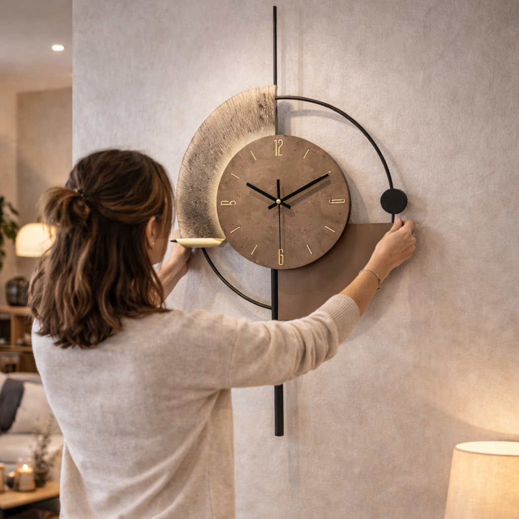 Grande Horloge murale design ECLIPSE 42x80 cm à commande lumineuse