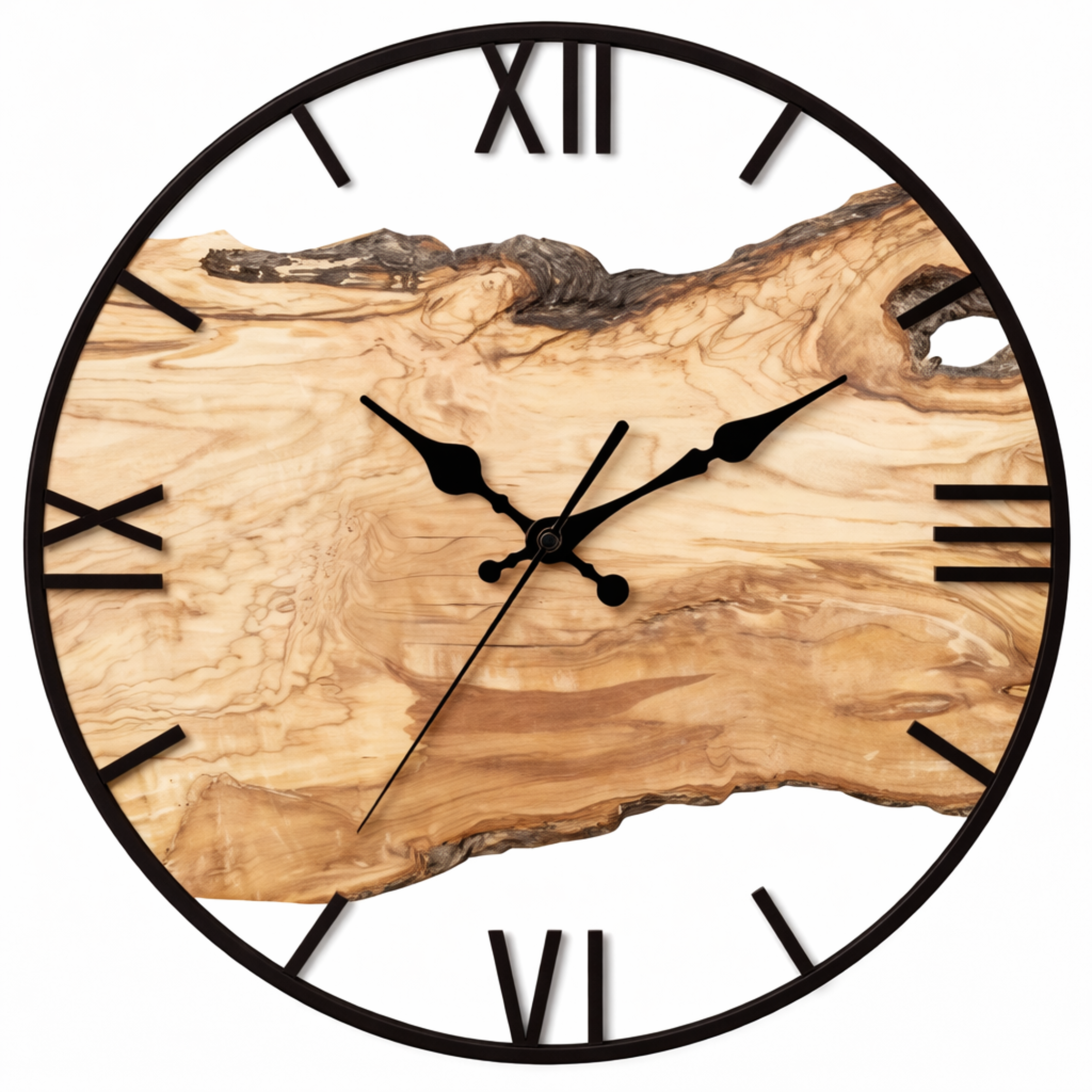 Grande Horloge murale design COUPE acrylique effet bois 30 cm