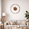 Grande Horloge murale design en noyer WOODY 35 cm