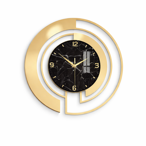 Grande Horloge Murale Design AUREA – Métal Moderne Silencieux 45 cm effet marbre